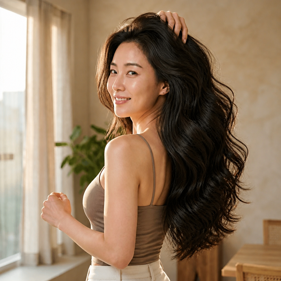 Thicker hair starts at the scalp.